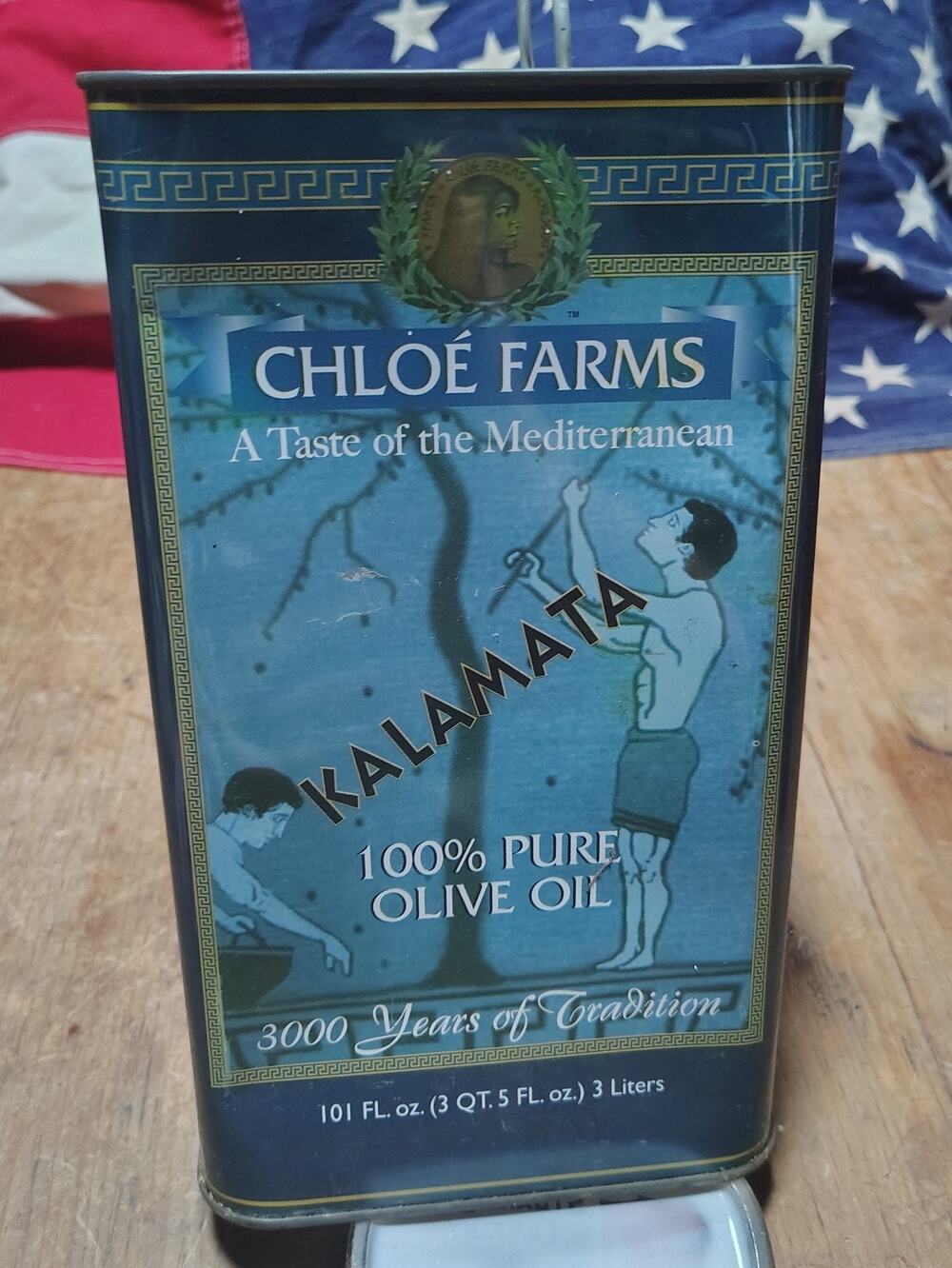 Vintage Chloe' Farms Olive Oil Advertising Tin Empty For Display Kitchen Decor